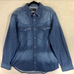 Denim Logic Blue Denim Button-Up  women’s Shirt size xxl